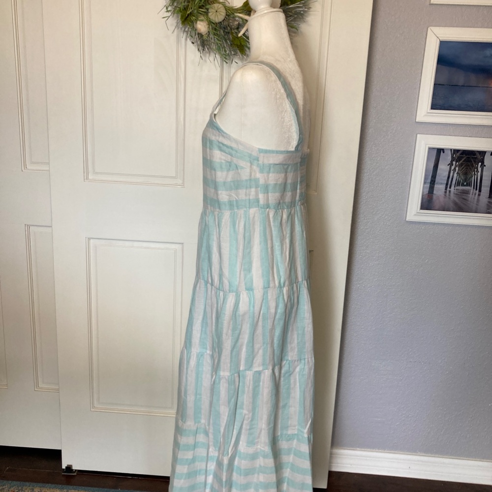 Casa Cabana Linen Blend Coastal striped Sundress New With Tags - Picture 9 of 12